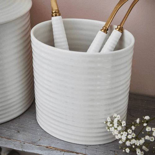 Image showing the Ceramics Oval utensil jar large, 19 x 15cm, White product.