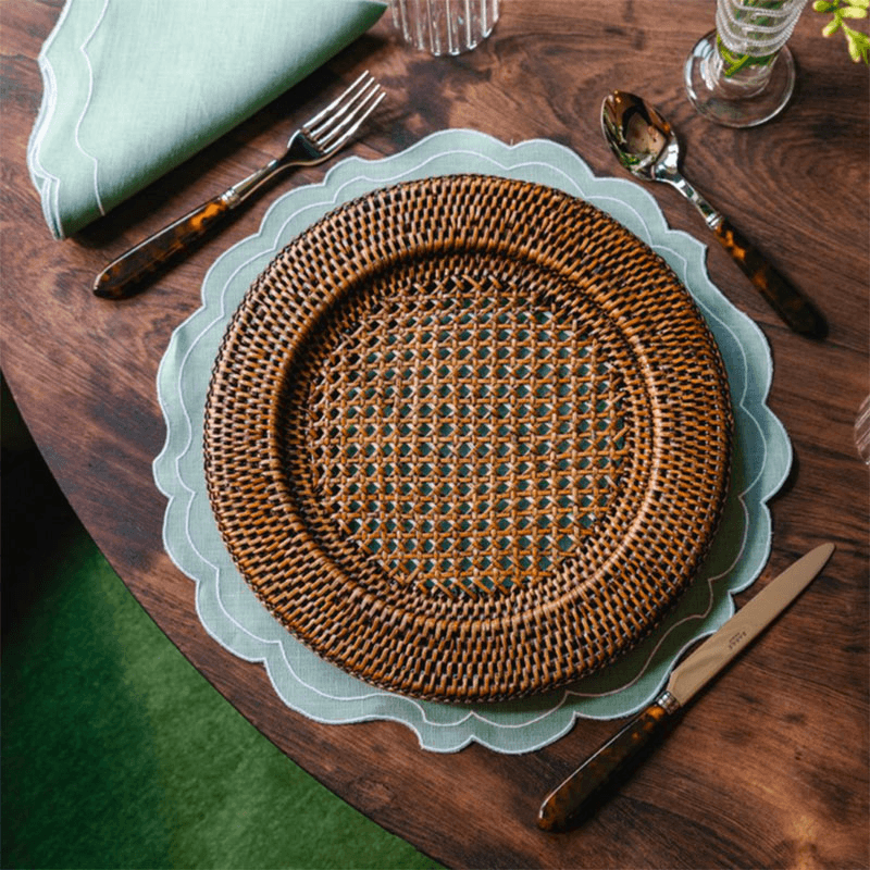 Rattan Charger Plate, D32cm, Brown