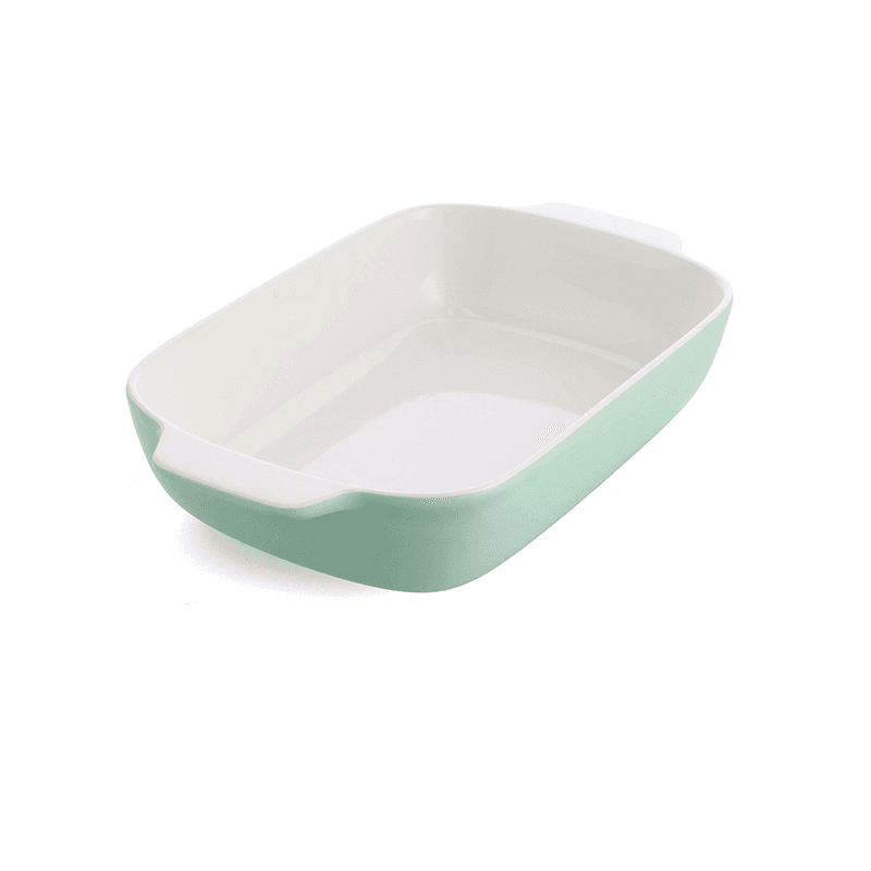 Stoneware Dish with Bamboo Lid, 32cm, Pistachio