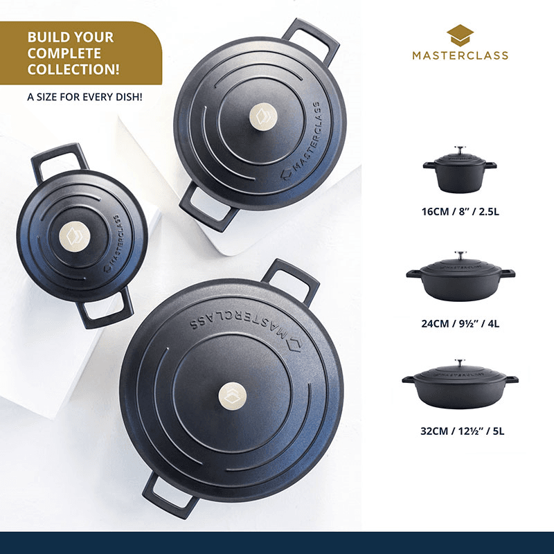 Cast Aluminium Casserole Dish, 5L, Black