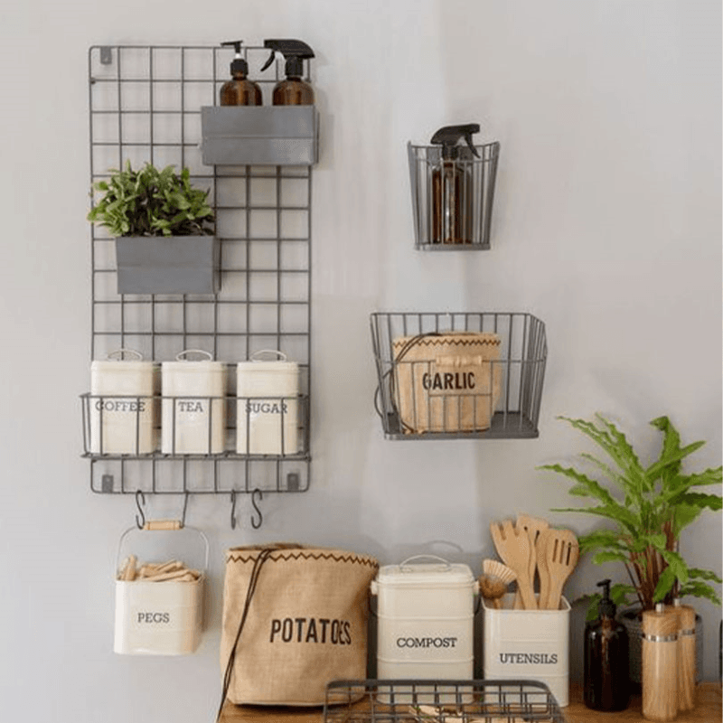 Living Nostalgia Large Wire Storage Basket, Grey