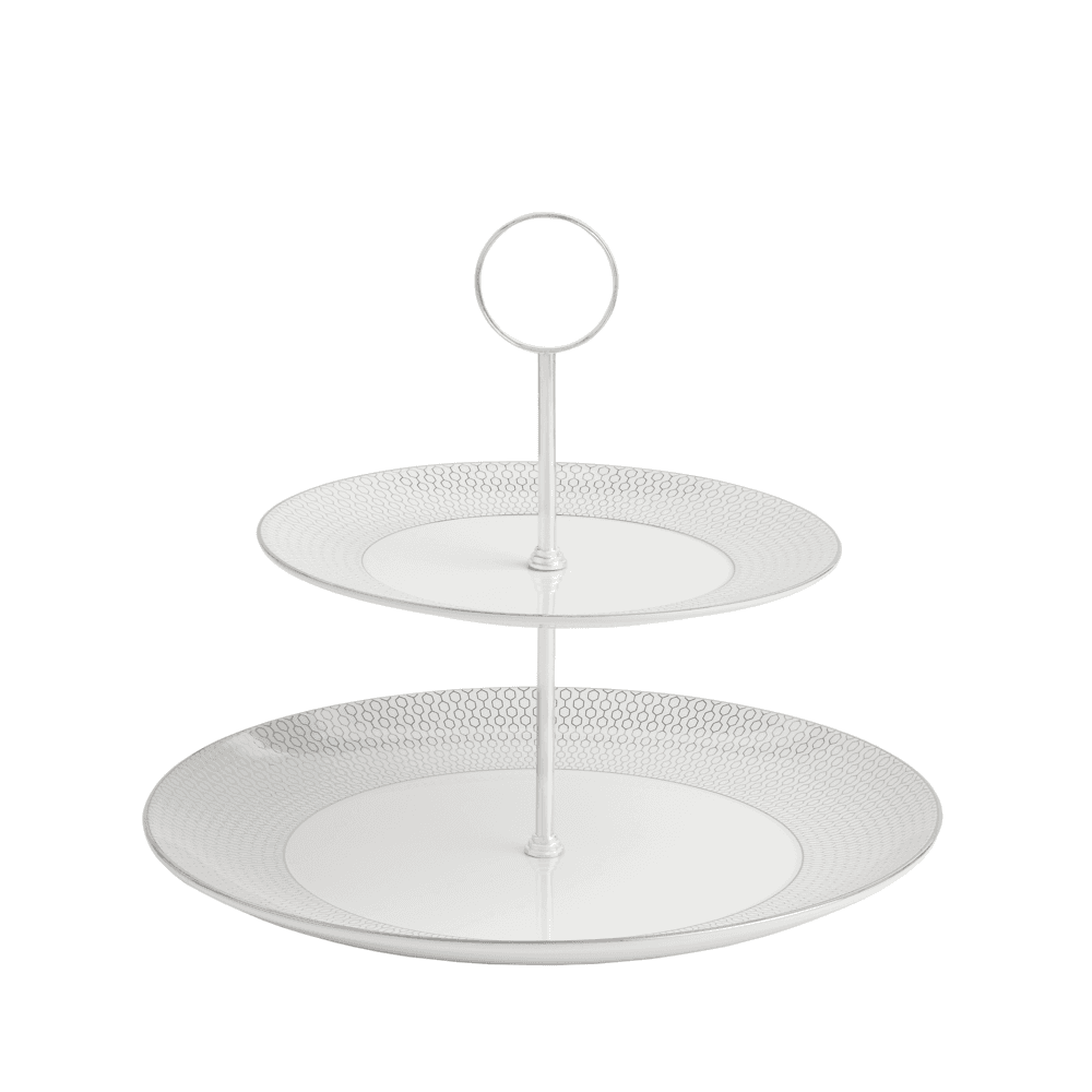 Gio Platinum 2 Tier Cake Stand, Platinum