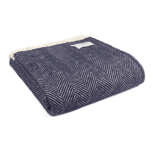 Image showing the Fishbone Throw, 150 x 183cm, Navy product.