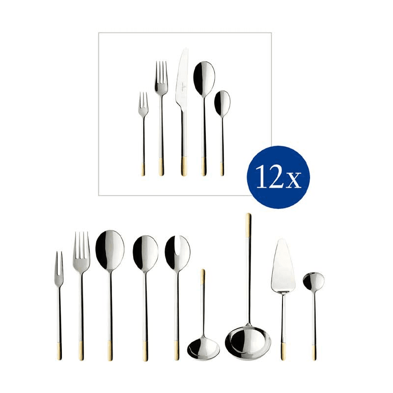 Ella 70 Piece Cutlery set, Partially gold-plated, Partially gold-plated