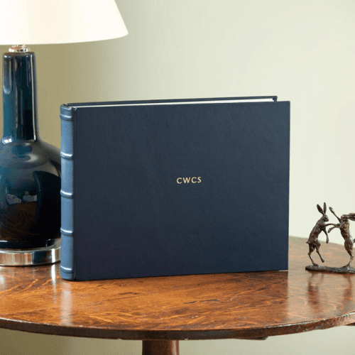Image showing the Leather Landscape Photograph Album, L30.6 x W39.2cm, Blue product.
