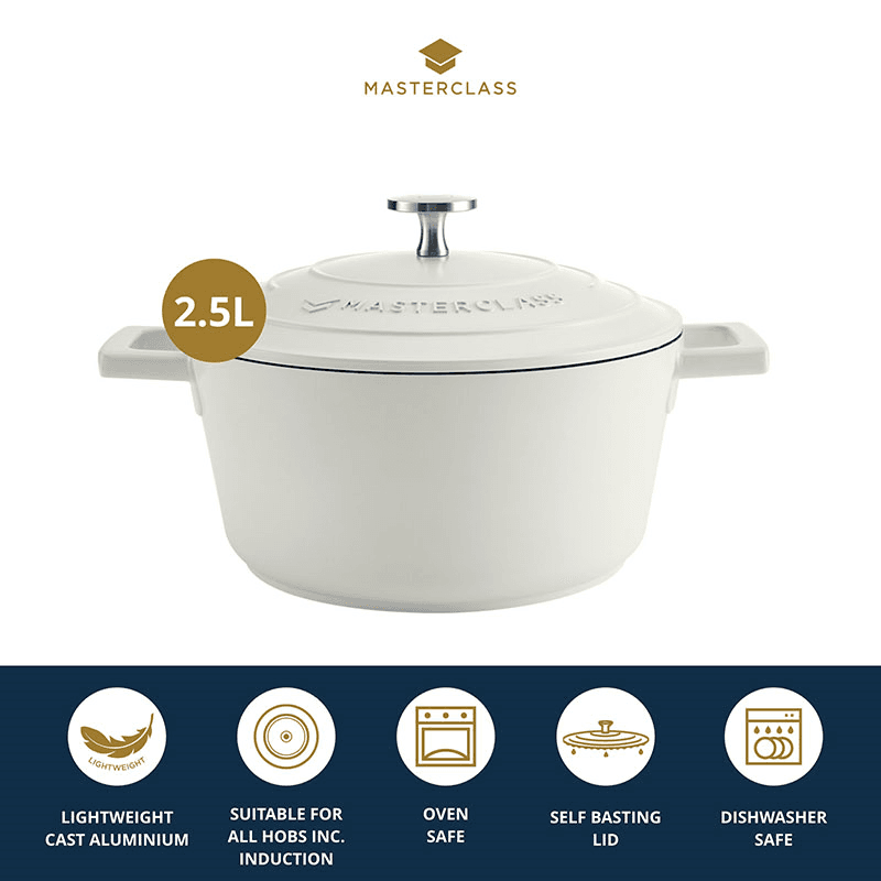 Cast Aluminium Casserole Dish, 2.5L, Cream
