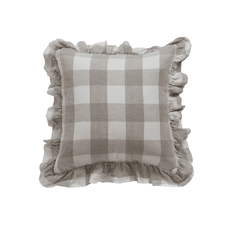 Gracie Gingham Cushion Cover, 50 x 50cm, Natural