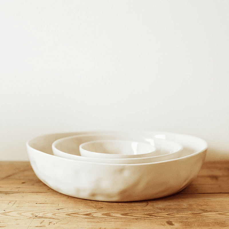 Handcrafted Serving Bowl Set, Milk