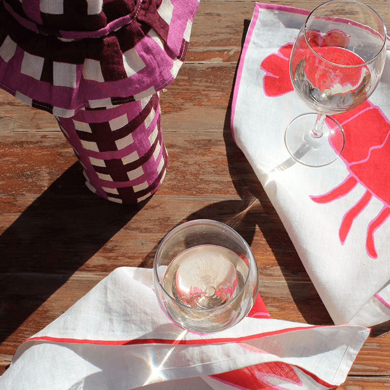 Lobster Set of 2 Napkins, 45 x 45cm, Red