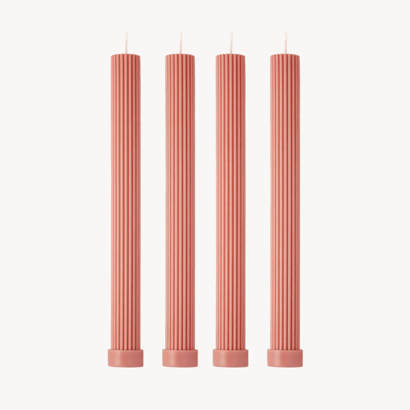Roma Set of 4 Dinner Candles, H27cm, Antique Rose