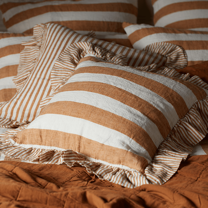 Cora Wide Stripe Cushion Cover, 50 x 50cm, Amber