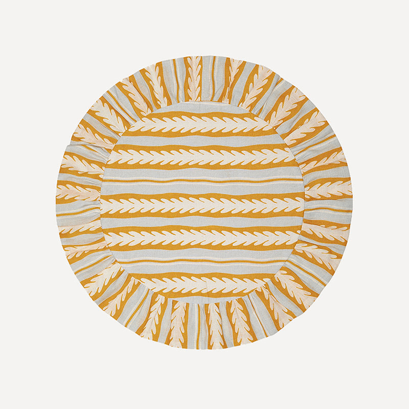 English Oak Reversible Placemat, D39cm, Ochre & Blue
