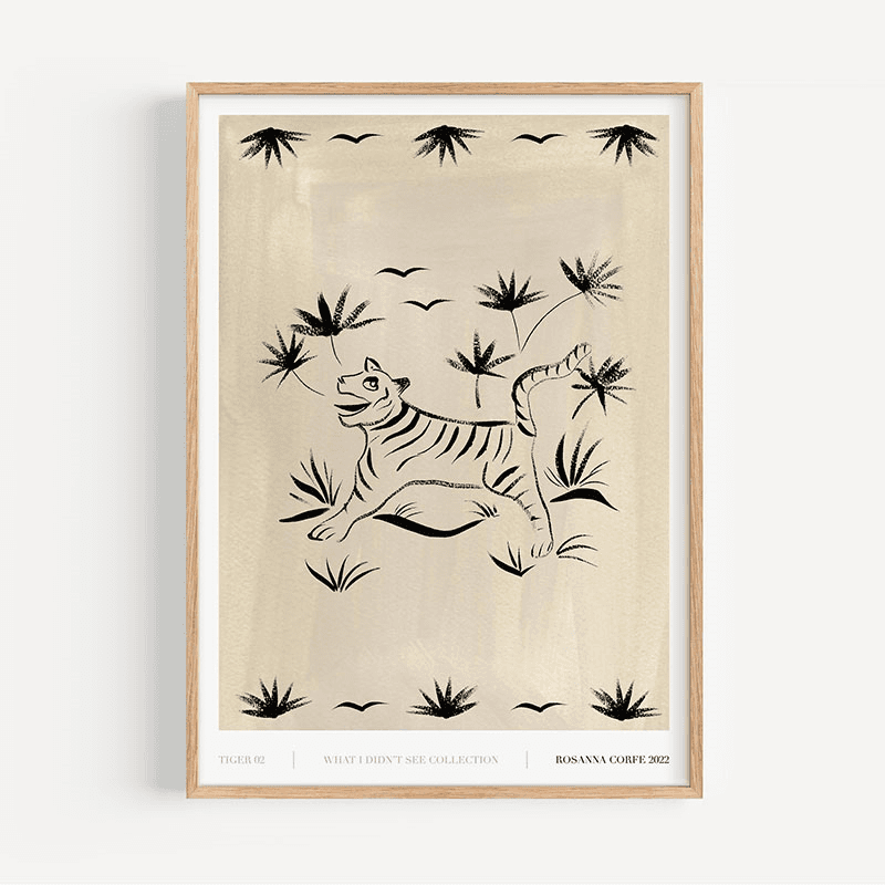 Tiger 02 Recycled Paper Print, A3, Grey