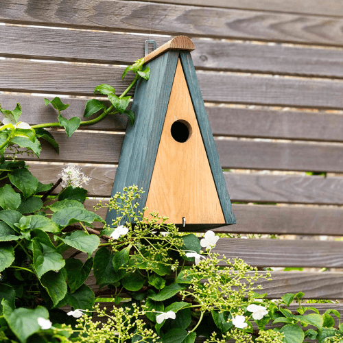 Image showing the Littleworth Pitched Roof Bird House, Olive Green product.