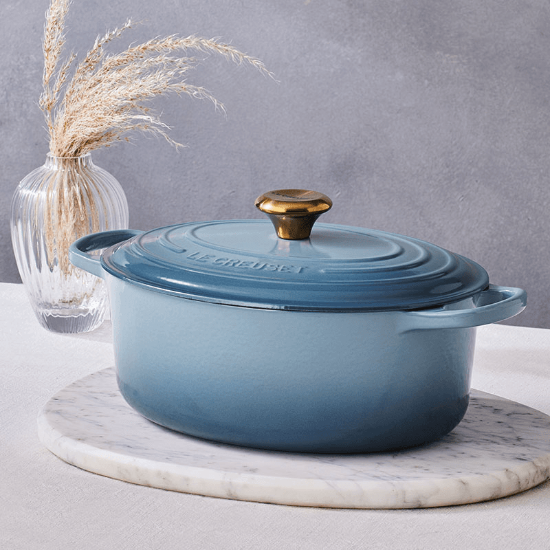 Signature Cast Iron Oval Casserole, 27cm, Chambray