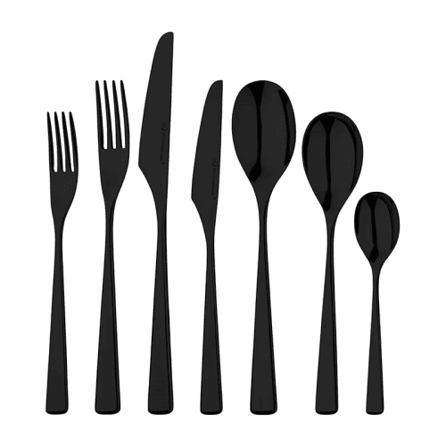 Image showing the Tilia 42 Piece Cutlery Set, Black Mirror Finish product.