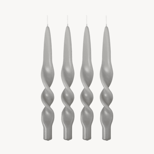 Image showing the Swirl Set of 4 Dinner Candles, H28cm, French Grey product.
