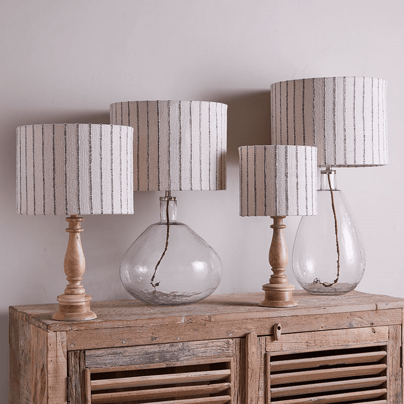 Sanja Cotton Stripe Lampshade, D24cm, Off White & Grey