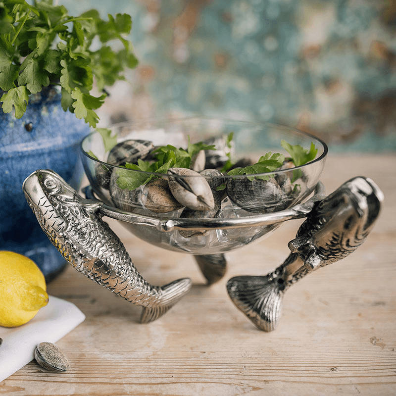 Leaping Fish Bowl, D25 x H15cm, Silver