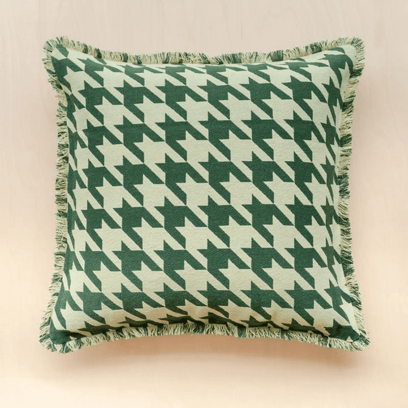 Houndstooth Cushion Cover, 50 x 50cm, Green
