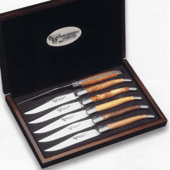 Set of 6 Laguiole Steak Knives, Solid Horn