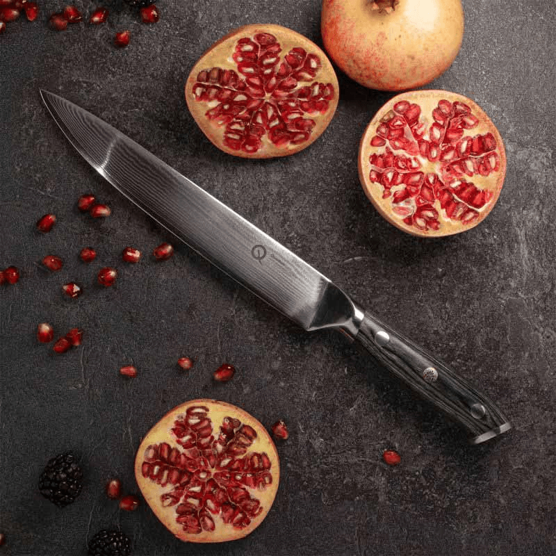 Q30 Series Damascus Steel Carving Knife, 20cm, Black
