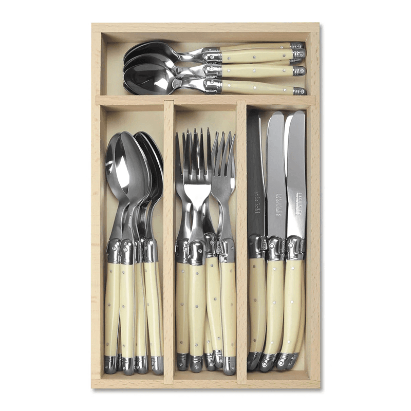 24 Piece Cutlery Set in Tray, Ivory