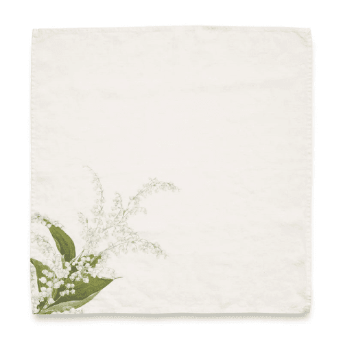 Image showing the Lilly of the Valley 'Muguet' Linen Napkin, 50 x 50cm, White product.