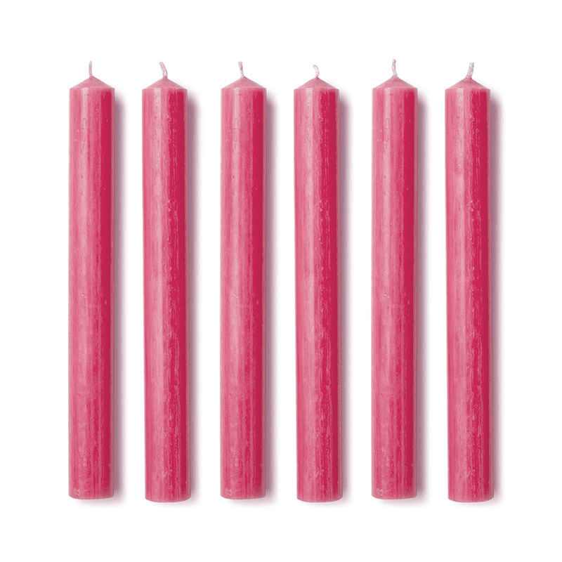 Set of 6 Dinner Candles, Raspberry Pink