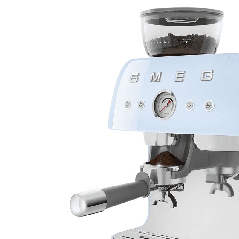 Espresso Coffee Machine with Grinder, Pastel Blue