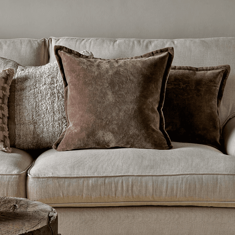 Renwal Velvet & Linen Cushion Cover, 50 x 50m, Brown