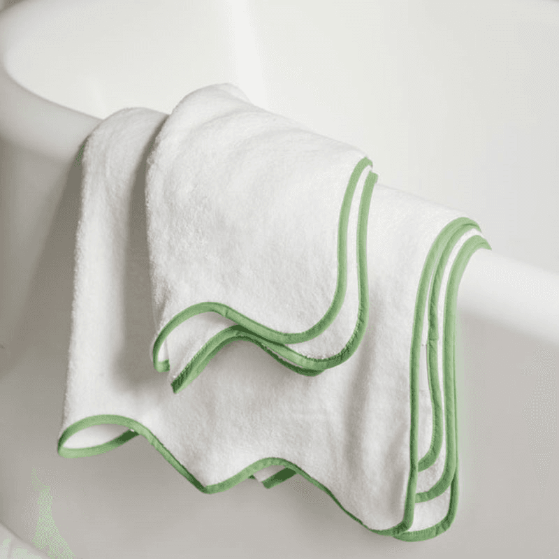 Amelia Scalloped Hand Towel, Asparagus