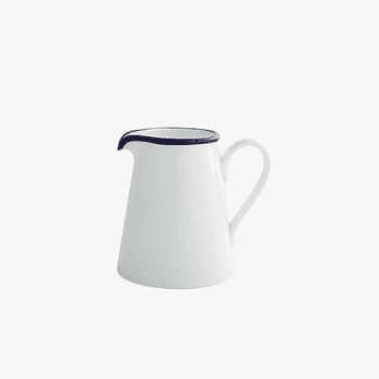 Cream Jug, Canteen, White/Blue Rim, 11cm