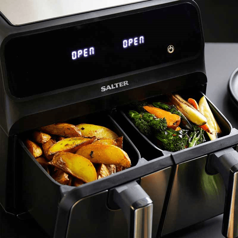 Dual Air Fryer, 7.6L, Silver