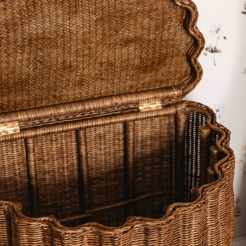 Shell Side Table / Laundry Basket, Teak