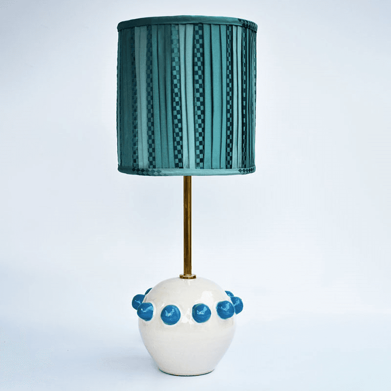 Carnival Collection Zoe Hand Thrown Ceramic Table Lamp Base Only, Turquoise Blue