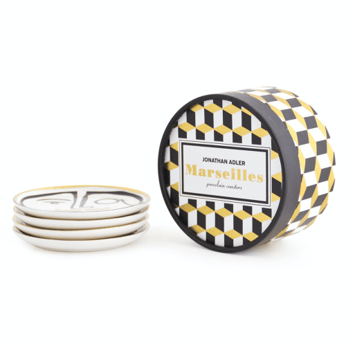 Image showing the Marsailles Set of 4 Coasters, D10cm, Black & White product.
