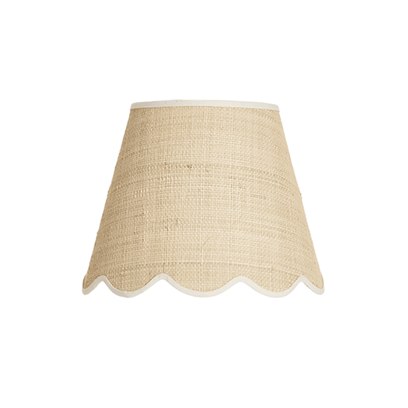 Raffia Scallop Small Lampshade, Cream Trim