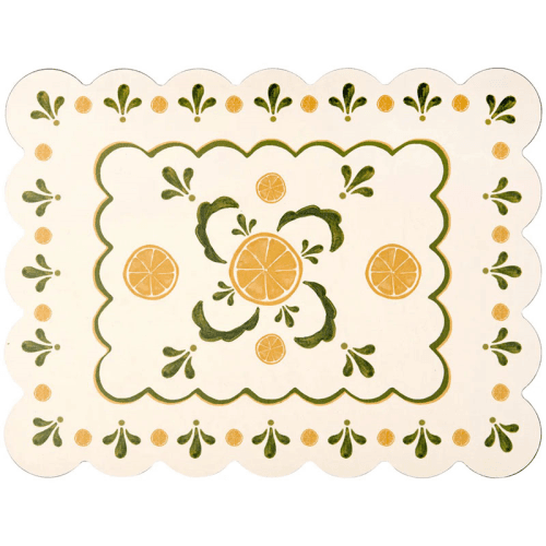 Image showing the Bell Hutley Scalloped Table Mat, 38cm x 29cm, Lemon product.