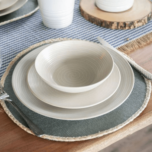 Image showing the Jute Set of 4 Round Placemats, D34cm, Grey product.