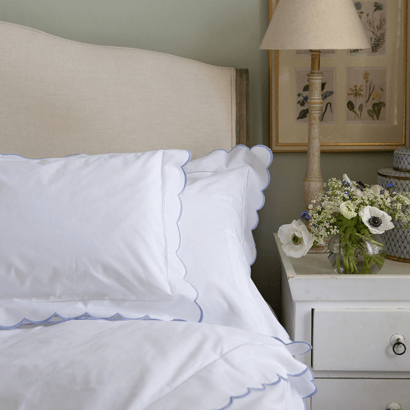 Scallop Super King Duvet Cover, Blue