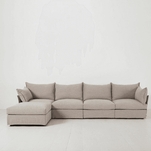 Image showing the Model 06 Linen 4 Seater Sofa With Chaise, Pumice product.