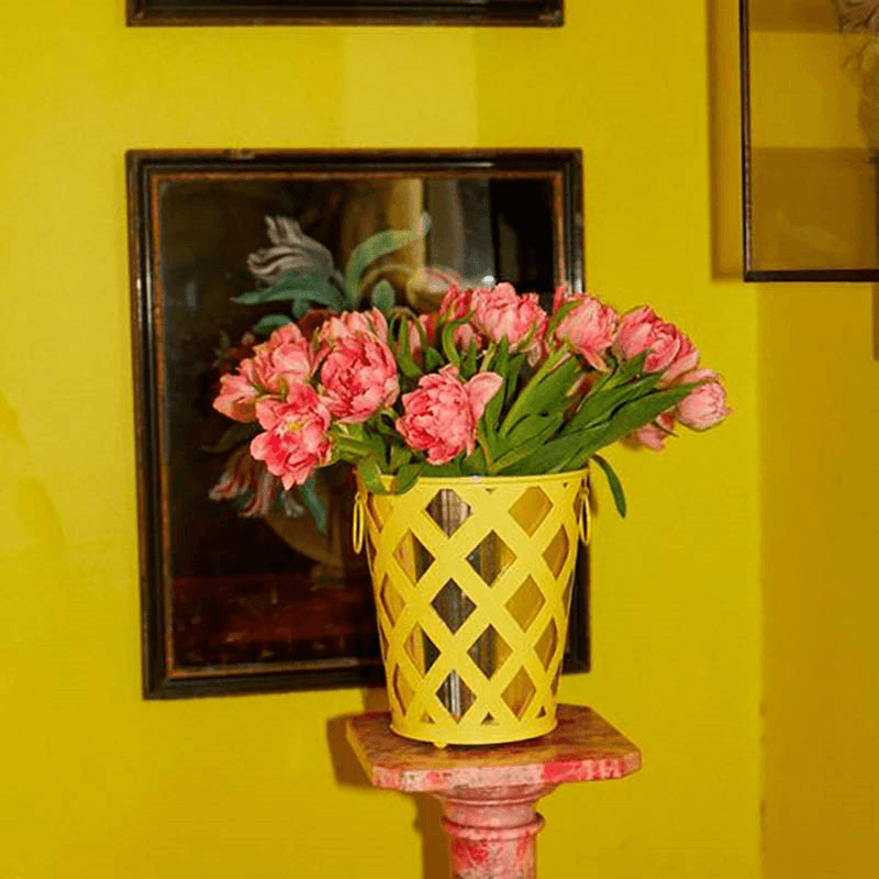Trellis Planter, H21cm, Yellow