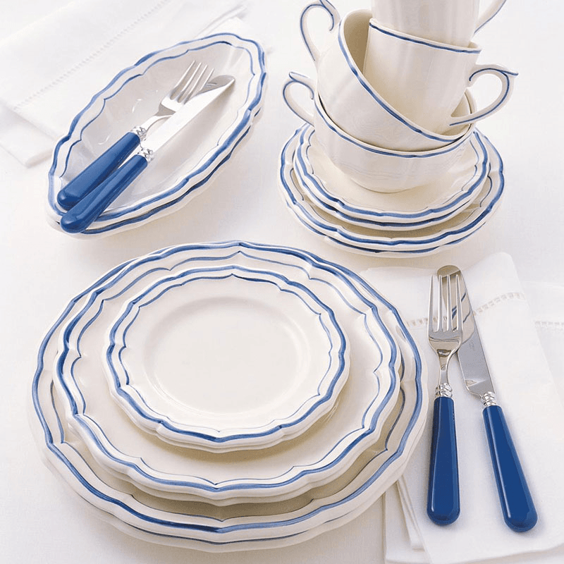 Rimmed Soup Plates, Filet Bleu, Set of 4