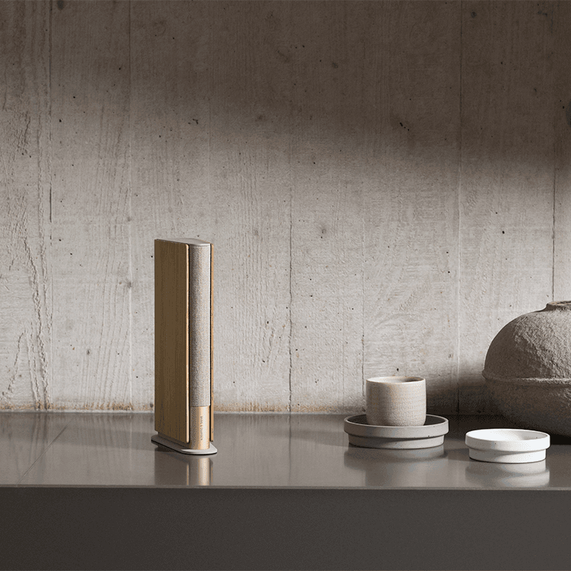 Beosound Emerge Speaker, Gold Tone & Light Oak