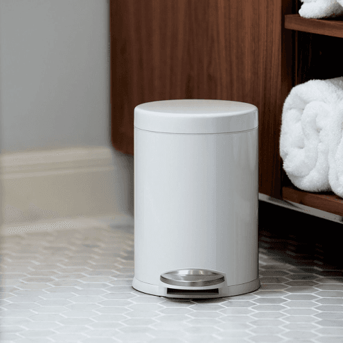 Image showing the Round Pedal Bin, 4.5L, White Stainless Steel product.