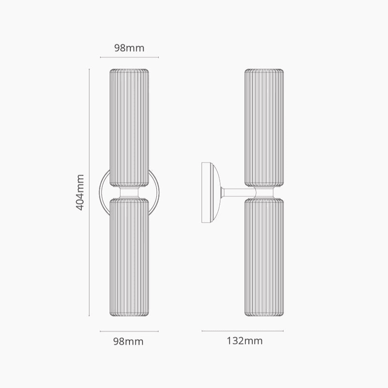 Claremont  Flutted Glass Wall Light, H40cm, Polished Nickel