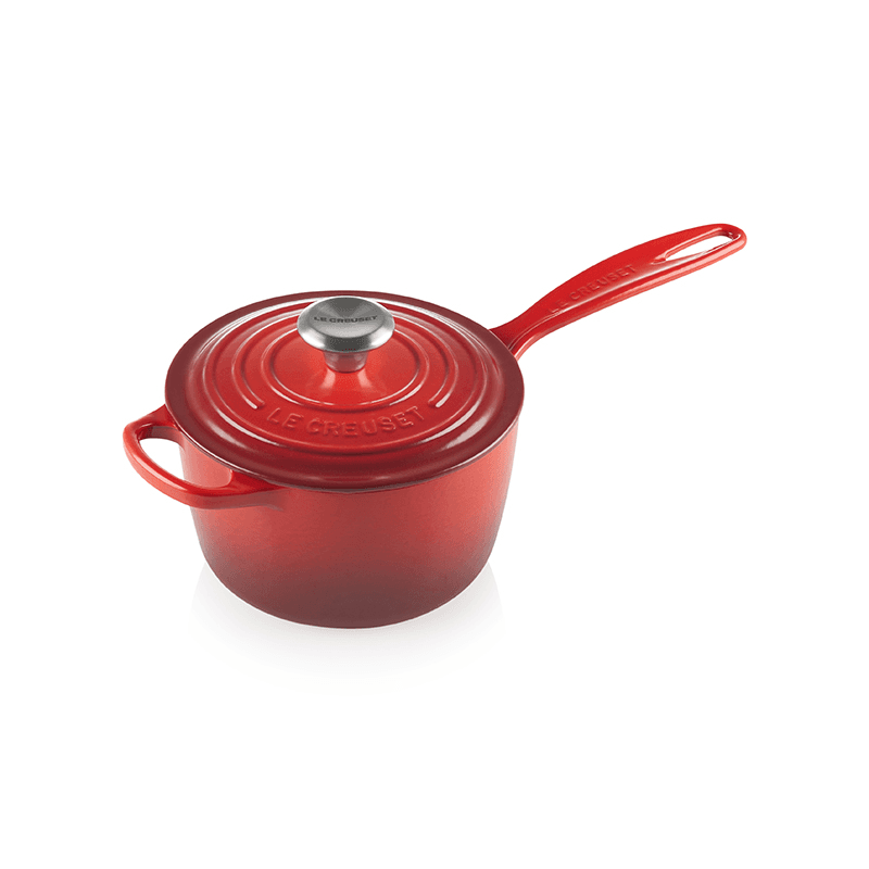 Signature Cast Iron Saucepan, 16cm, Cerise