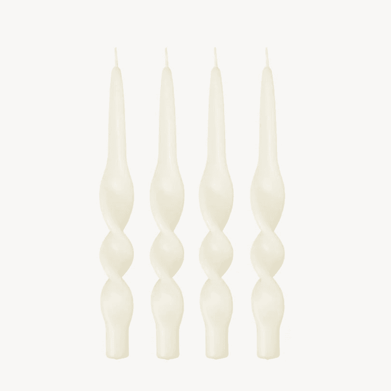 Swirl Set of 4 Dinner Candles, H28cm, Ivory