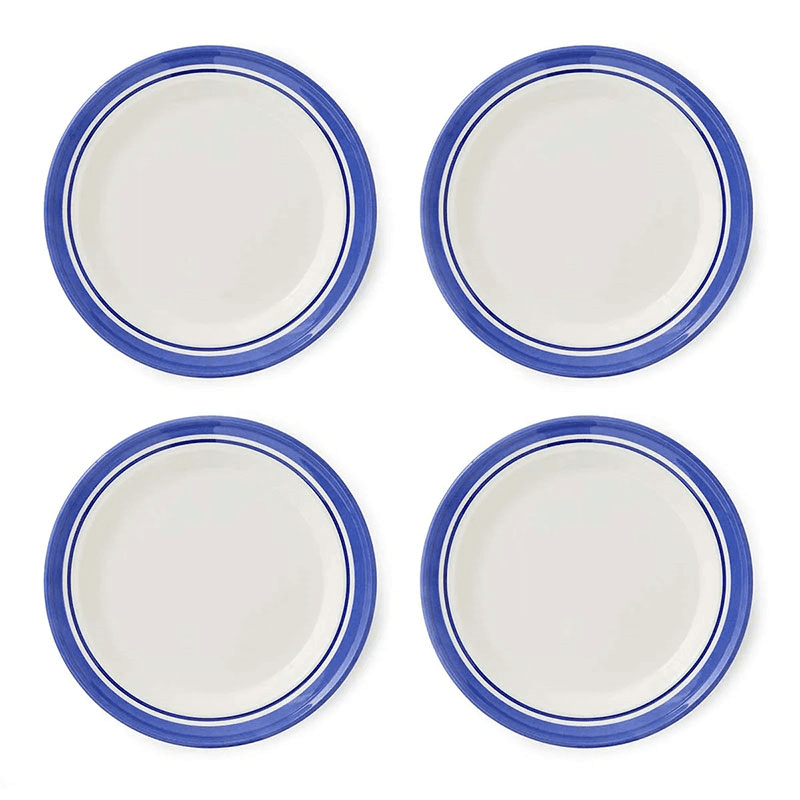 Potter's Stripe Set of 4 Dinner Plates, D26cm, Blue